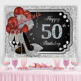 Silber Funkeln Glücklich 50 Geburtstag Absätze Bollon Party Hintergrund